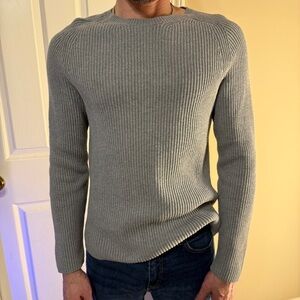 Men's Classic Gray Ribbed Crewneck Sweater